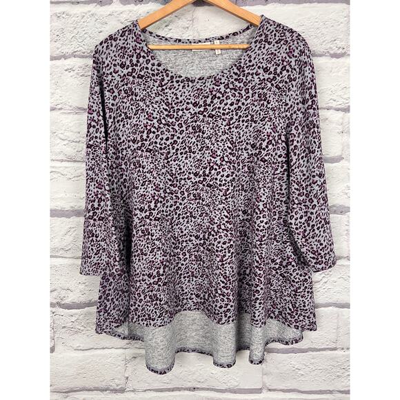 LOGO Lori Goldstein Womens L Eclectic Artsy Y2K Animal Print Swing Tunic Top - Picture 3 of 9